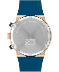Movado Men's Bold Fusion Swiss Quartz Chrono Blue Silicone Watch 44mm