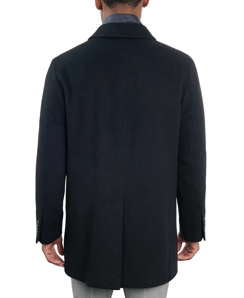 London Fog Men's Wool-Blend Overcoat & Attached Vest