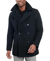 London Fog Men Double-Breasted Wool Blend Peacoat