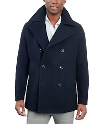 London Fog Men Double-Breasted Wool Blend Peacoat