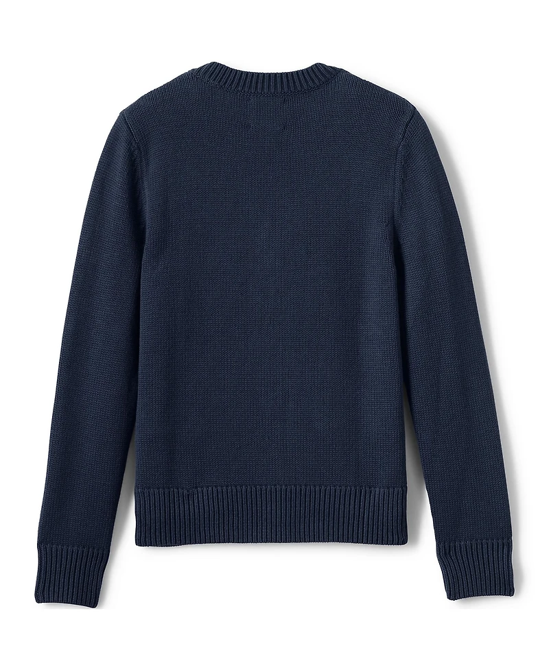 Lands' End Boys Cotton Modal Button Front Cardigan Sweater