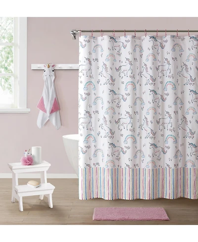 Kate Aurora Complete 5 Piece Juvi Unicorns Themed Fabric Shower Curtain Bathroom Set