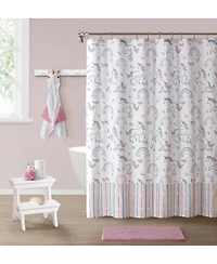 Kate Aurora Complete 5 Piece Juvi Unicorns Themed Fabric Shower Curtain Bathroom Set