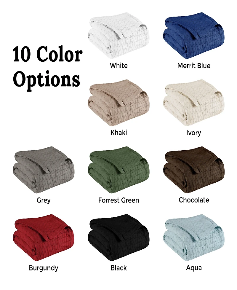 Superior Diamond Pattern All Season Woven Cotton Blanket, Full/Queen