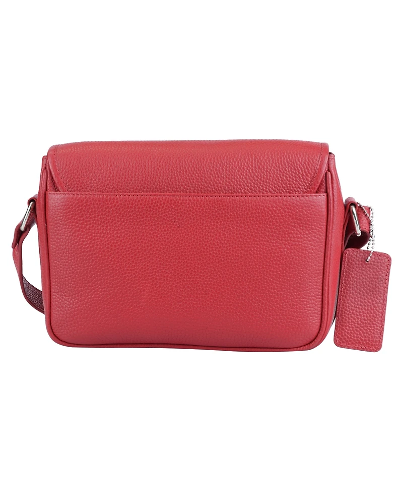Mancini Pebbled Collection Kimberly Leather Flap Closure Handbag