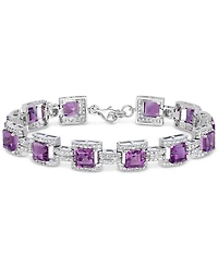 Amethyst (9-5/8 ct.t.w.) & White Topaz Tennis Bracelet in Sterling Silver