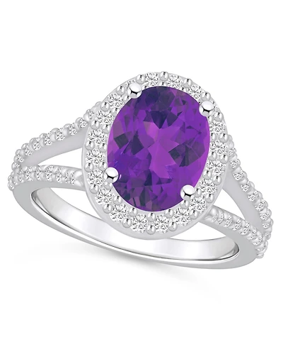 Macy's Amethyst (2-1/2 ct. t.w.) and Diamond (/ Halo Ring 14K White Gold
