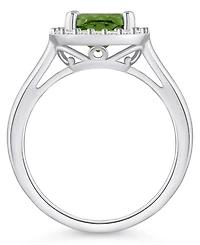 Macy's Peridot (2-3/8 ct. t.w.) and Diamond (1/4 Halo Ring 14K White Gold