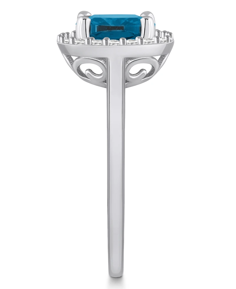Macy's London Blue Topaz (2-3/4 ct. t.w.) and Diamond (1/4 Halo Ring 14K Gold