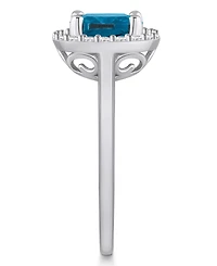Macy's London Blue Topaz (2-3/4 ct. t.w.) and Diamond (1/4 Halo Ring 14K Gold