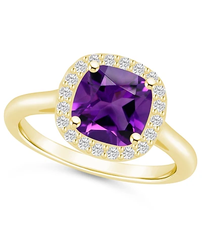 Macy's Amethyst (2 ct. t.w.) and Diamond (1/4 Halo Ring 14K Yellow Gold