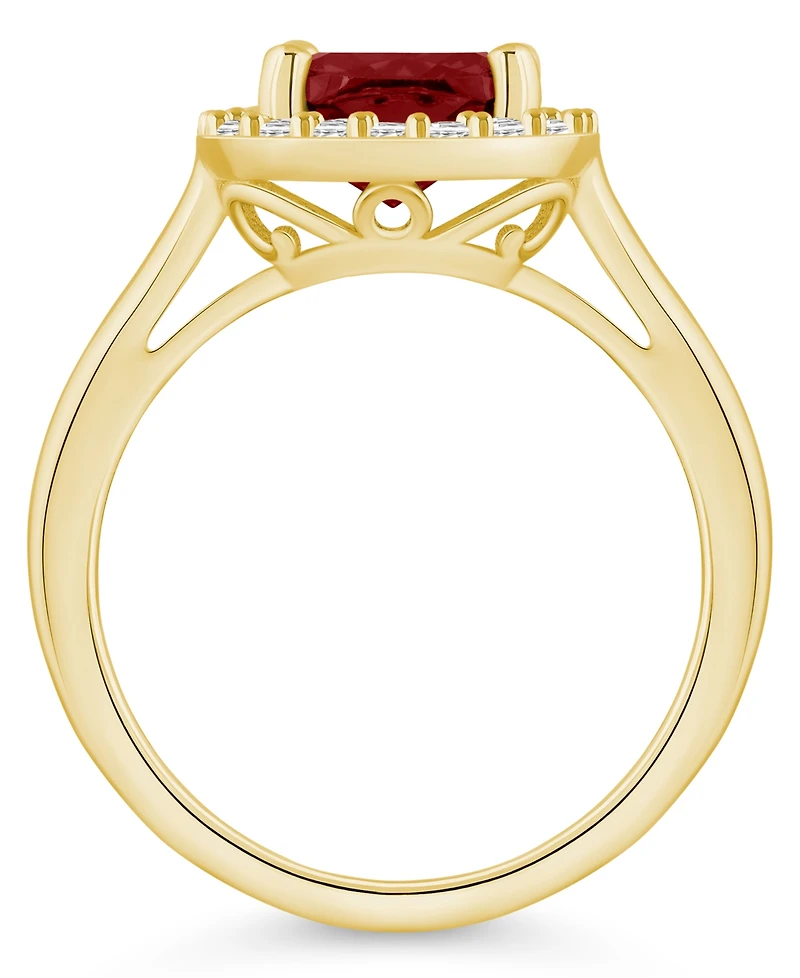 Macy's Garnet (2-3/4 ct. t.w.) and Diamond (1/4 Halo Ring 14K Yellow Gold