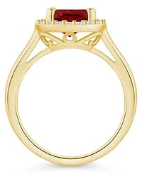 Macy's Garnet (2-3/4 ct. t.w.) and Diamond (1/4 Halo Ring 14K Yellow Gold
