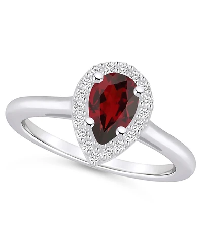 Macy's Garnet (1-1/10 ct. t.w.) and Diamond (1/5 Halo Ring 14K White Gold