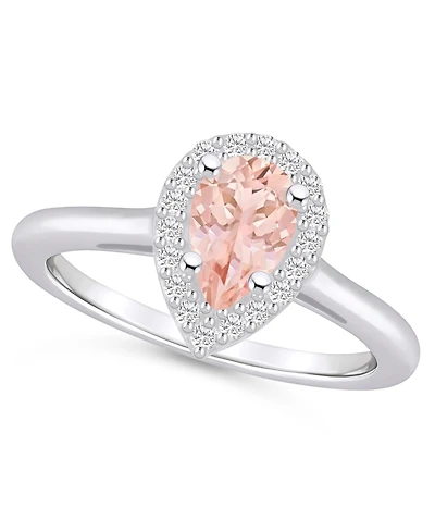 Macy's Morganite (3/4 ct. t.w.) and Diamond (1/5 Halo Ring 14K White Gold