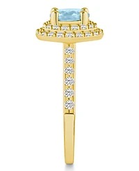 Macy's Aquamarine and Diamond Accent Halo Ring 14K Yellow Gold