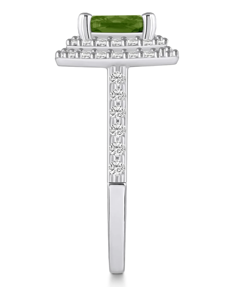 Macy's Peridot and Diamond Accent Halo Ring 14K White Gold