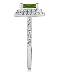 Macy's Peridot and Diamond Accent Halo Ring 14K White Gold