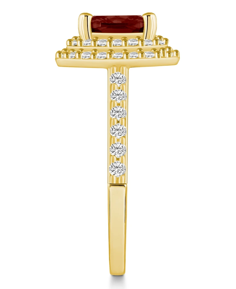 Macy's Garnet and Diamond Accent Halo Ring 14K Yellow Gold