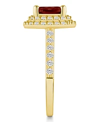 Macy's Garnet and Diamond Accent Halo Ring 14K Yellow Gold