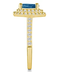 Macy's London Blue Topaz and Diamond Accent Halo Ring 14K Yellow Gold