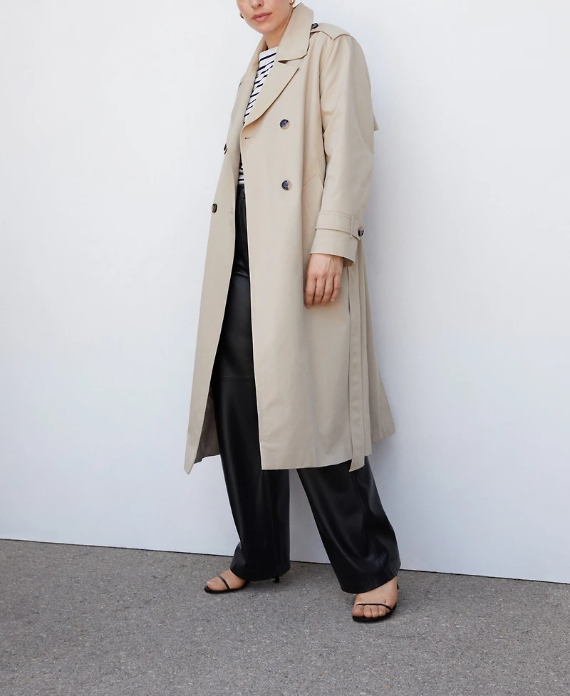 Mango Women's Leather Effect High Waist Pant