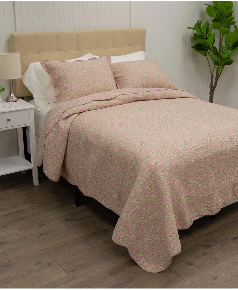 Donna Sharp Strawberry Garden 3 Piece Cotton Quilt Set, King