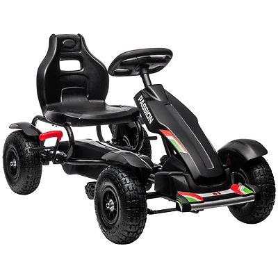 Aosom Kids Pedal Go Kart W/ Adjustable Seat, Rubber Wheels