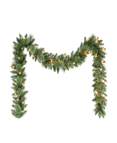 Puleo 9' x 10" Pre-Lit Garland with Battery Operated Timer