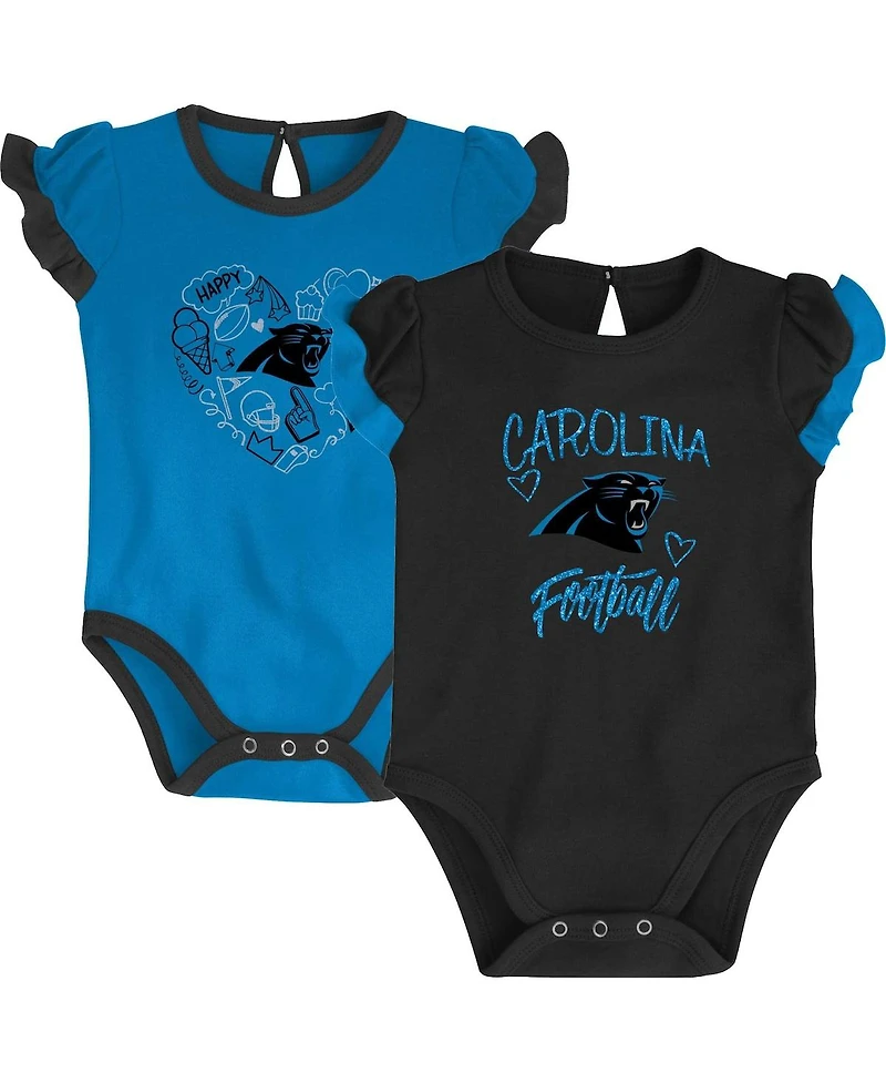 Newborn and Infant Boys and Girls Black, Blue Carolina Panthers Too Much Love Two-Piece Bodysuit Set