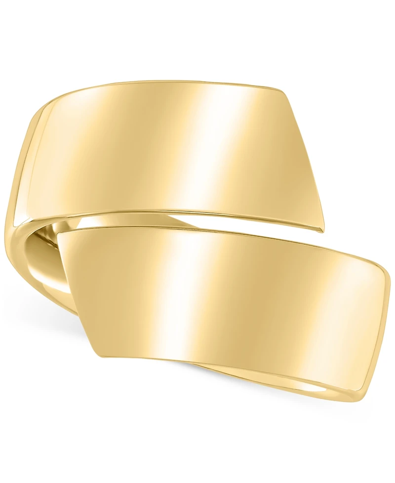 Italian Gold Bypass Ring 14k Yellow and White