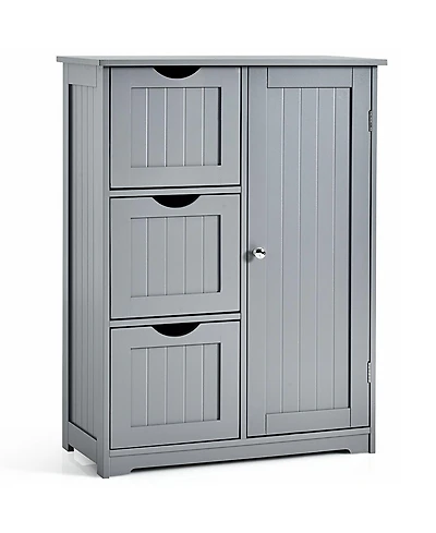 Bathroom Floor Cabinet Side Storage Cabinet with 3 Drawers and 1 Cupboard