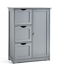 Bathroom Floor Cabinet Side Storage Cabinet with 3 Drawers and 1 Cupboard