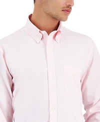 Men's Regular Fit Non-Iron Polo Button-Down Collar Solid Pinpoint Dress Shirt