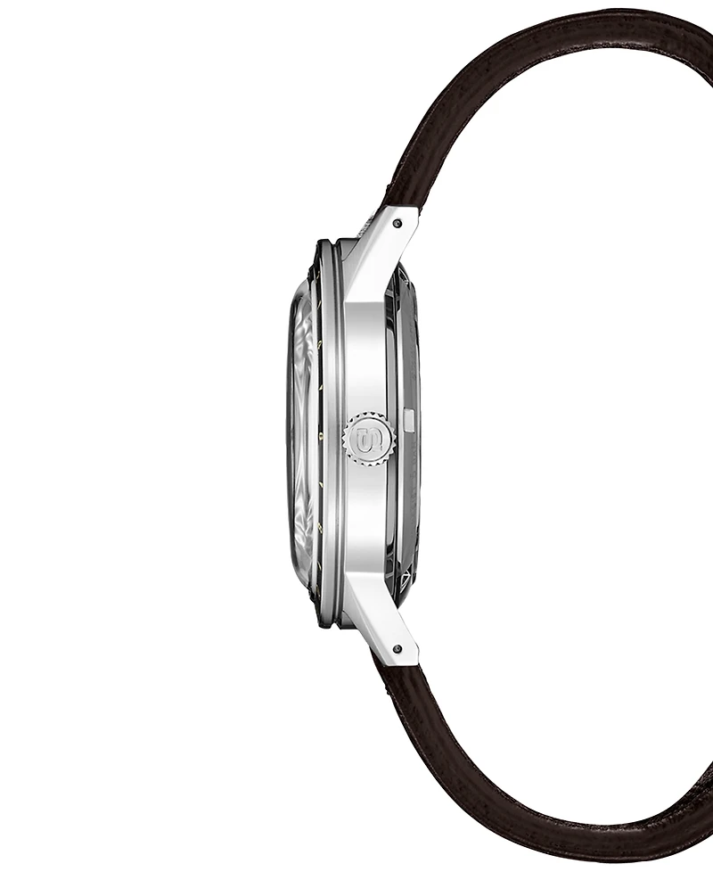 Seiko Men's Automatic Presage Gmt Brown Perforated Leather Strap Watch 41mm