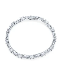 Bling Jewelry 9CT Cubic Zirconia Pink Oval Cz Romantic Love Knot Symbol Milgrain Infinity Tennis Bracelet Rose Plated