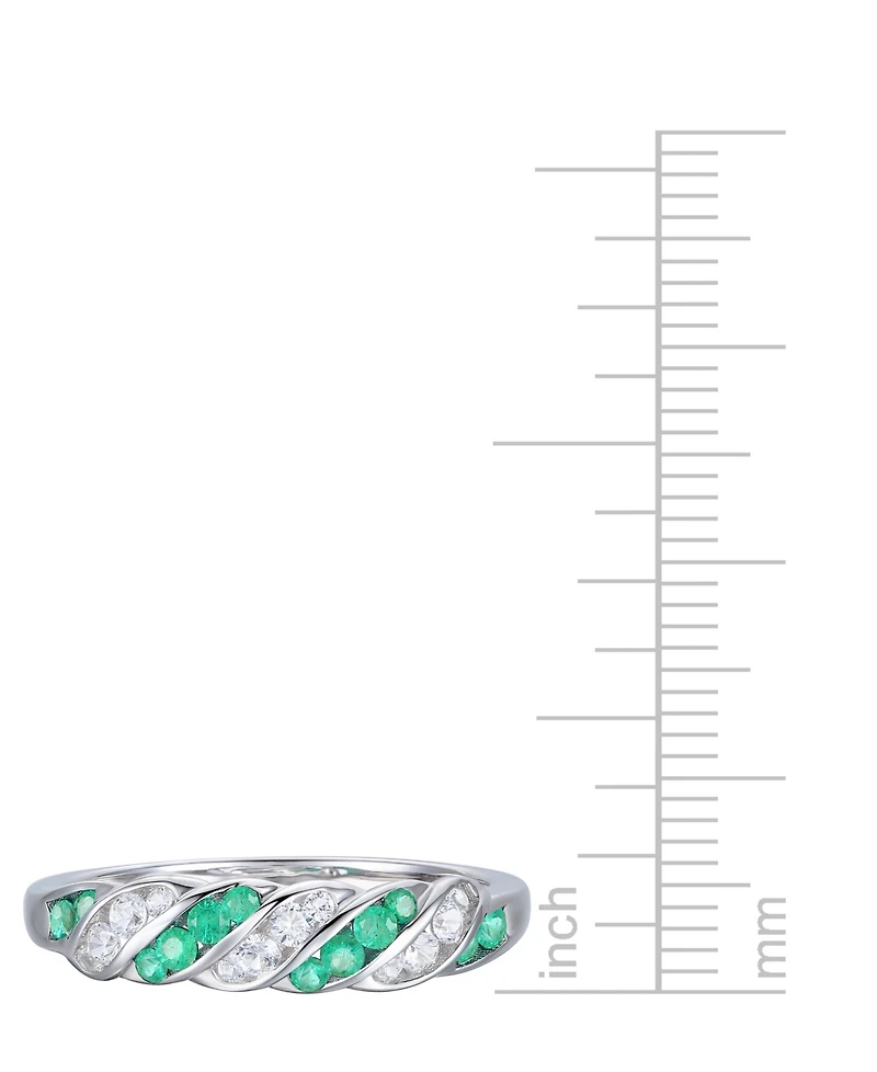 Emerald (1/5 ct. t.w.) & Diamond Swirl Band Sterling Silver (Also Ruby Sapphire)
