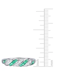 Emerald (1/5 ct. t.w.) & Diamond Swirl Band Sterling Silver (Also Ruby Sapphire)