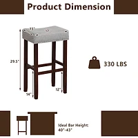Set of 2 Bar Stools Bar Height Saddle Kitchen Chairs with Wooden Legs
