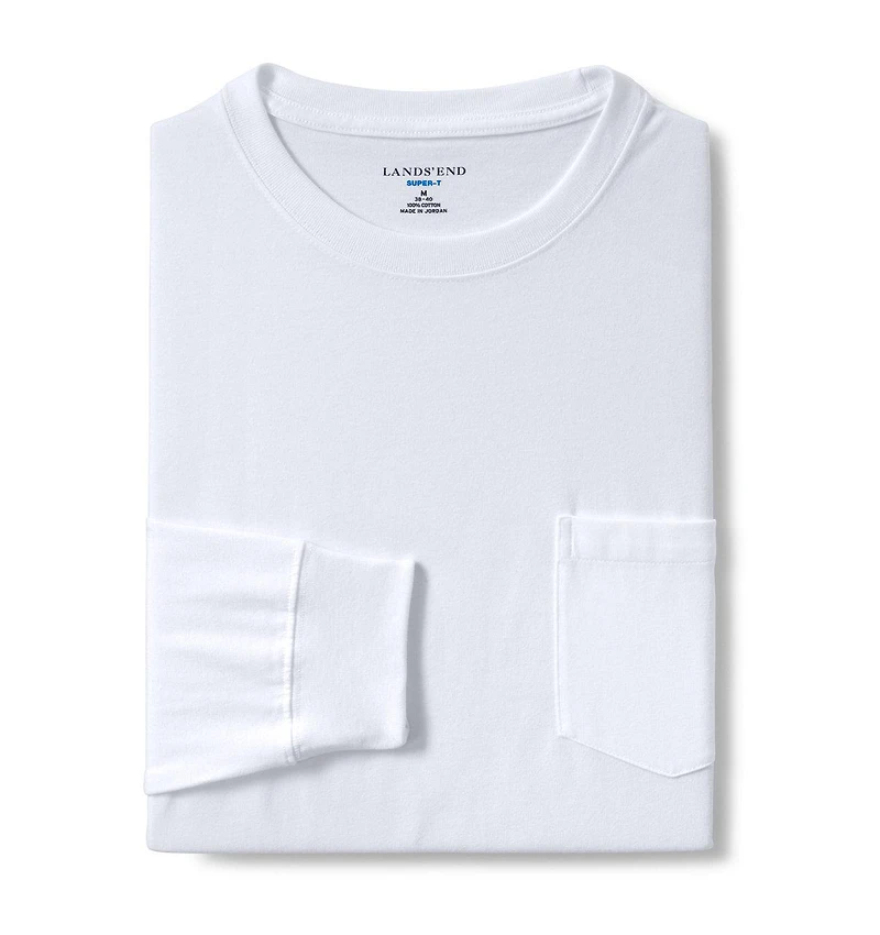 Lands' End Men's Super-t Long Sleeve T-Shirt with Pocket