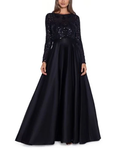 Betsy Adam Womens Embroidered Bodice Combo Gown