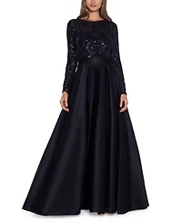 Betsy Adam Womens Embroidered Bodice Combo Gown