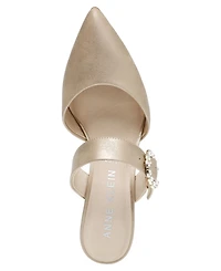 Anne Klein Women's Riri-c Imitation Pearl Buckle Mules