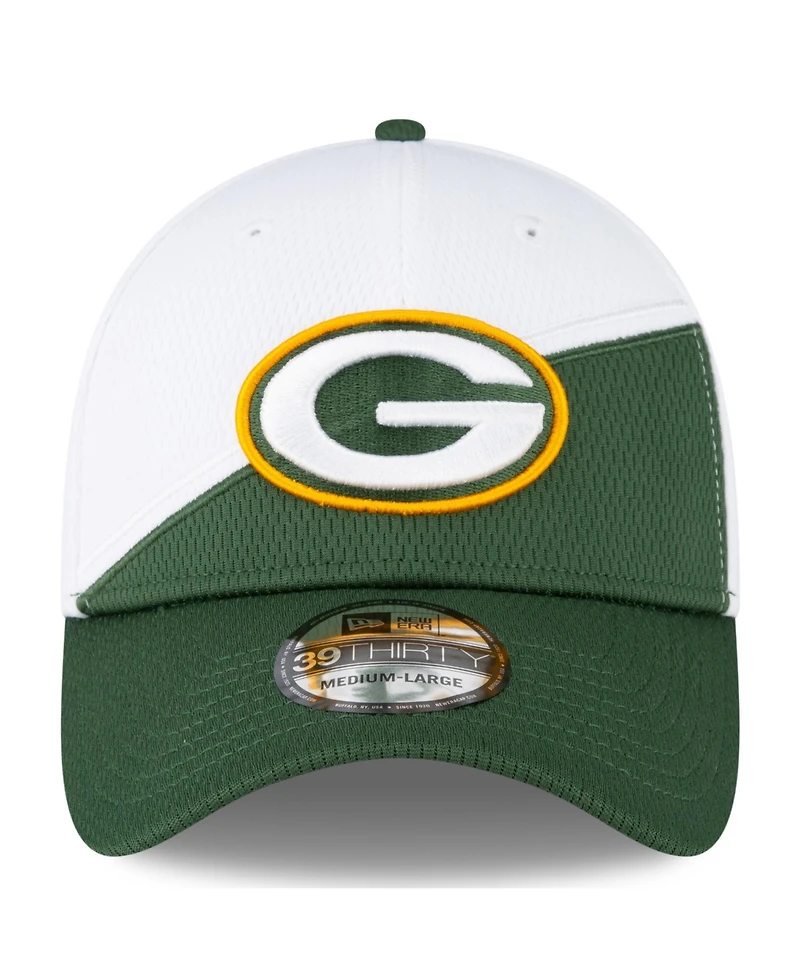 Men's New Era White, Green Bay Packers 2023 Nfl Sideline 39THIRTY Flex Hat