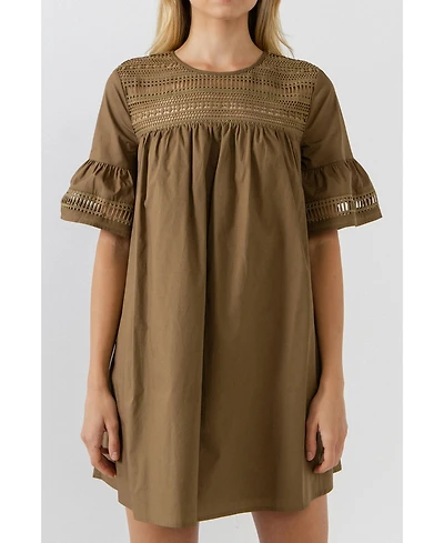 English Factory Women's Lace Detail Mini Dress