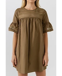 English Factory Women's Lace Detail Mini Dress