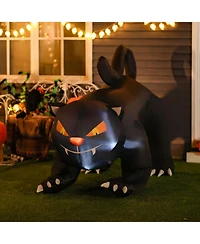 Homcom 6.2' Long Inflatable Halloween Pouncing Black Cat, Inflatable Led Yard Display Indoor Outdoor for Garden, Lawn, Party, Holiday