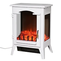 Homcom 750W/1500W Electric Fireplace Heater Led Light Faux Flame Metal White