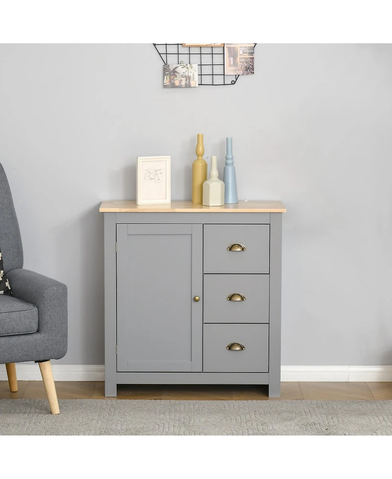 Homcom Modern Kitchen Sideboard Storage Cabinet with 3 Drawers,