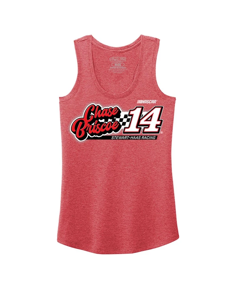 Women's Stewart-Haas Racing Team Collection Heather Red Chase Briscoe 2023 #14 Finish Line Tri-Blend Racerback Tank Top